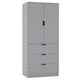image 2 of 2 Door 3 Drawer Wardrobe with Hanging Rail - Modern Bedroom Storage Furniture | Grey | Grey with Grey Doors | 1