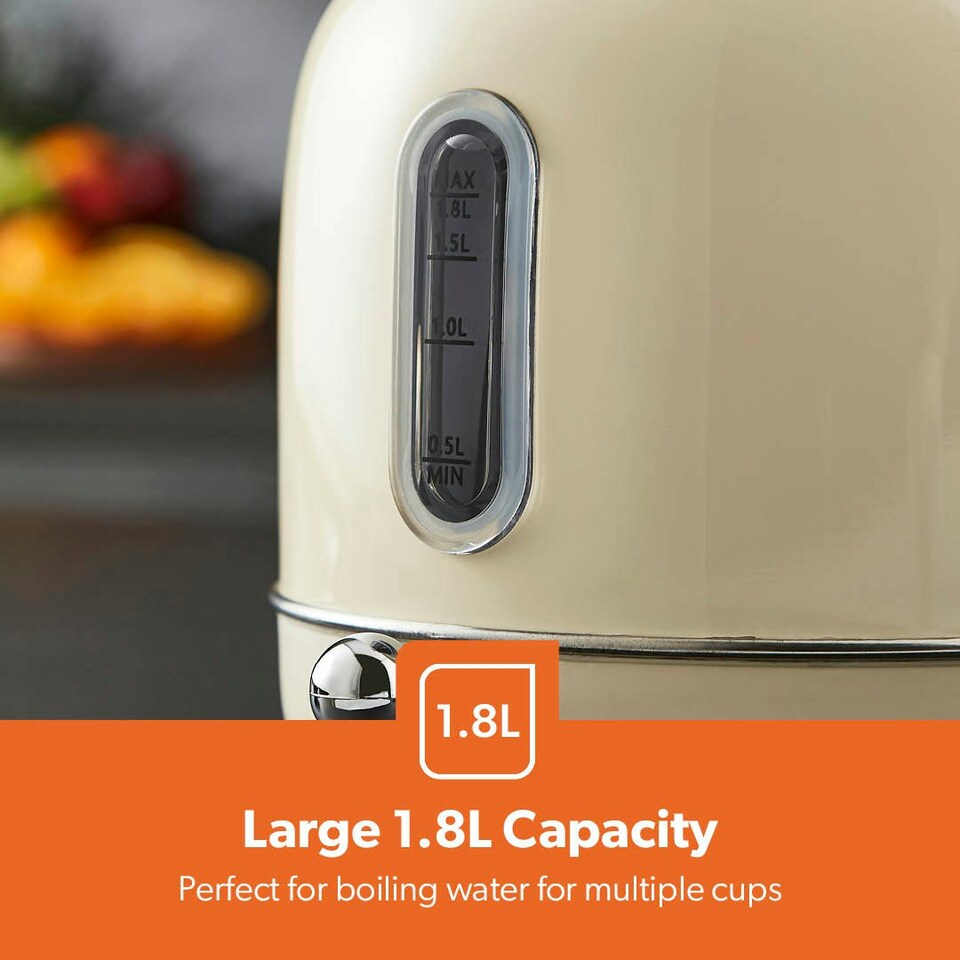 image 1 of GEEPAS Electric Kettle | Vintage Cordless Stainless Steel 1.8L, 3000W Retrovive Cream