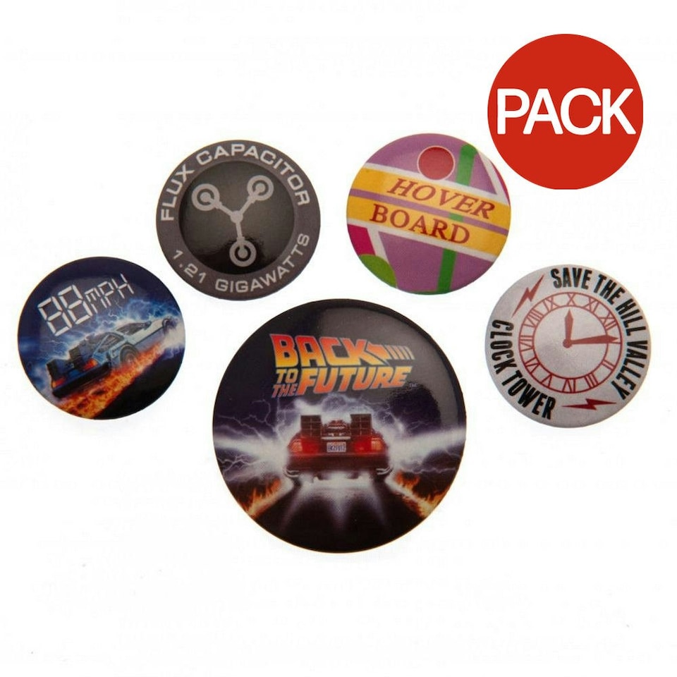 Back To The Future Badge Set (Pack of 5) - Multicoloured - One Size