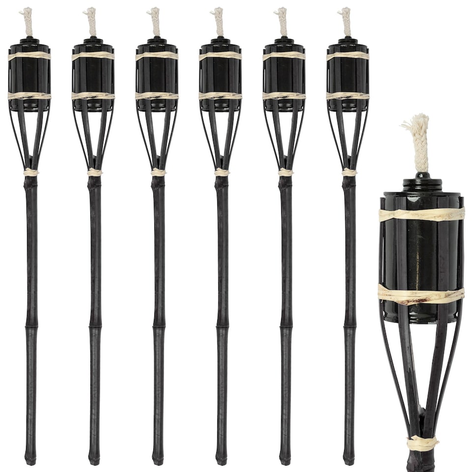 image 1 of Harbour Housewares Bamboo Garden Fire Torches - 60cm - Black - Pack of 6