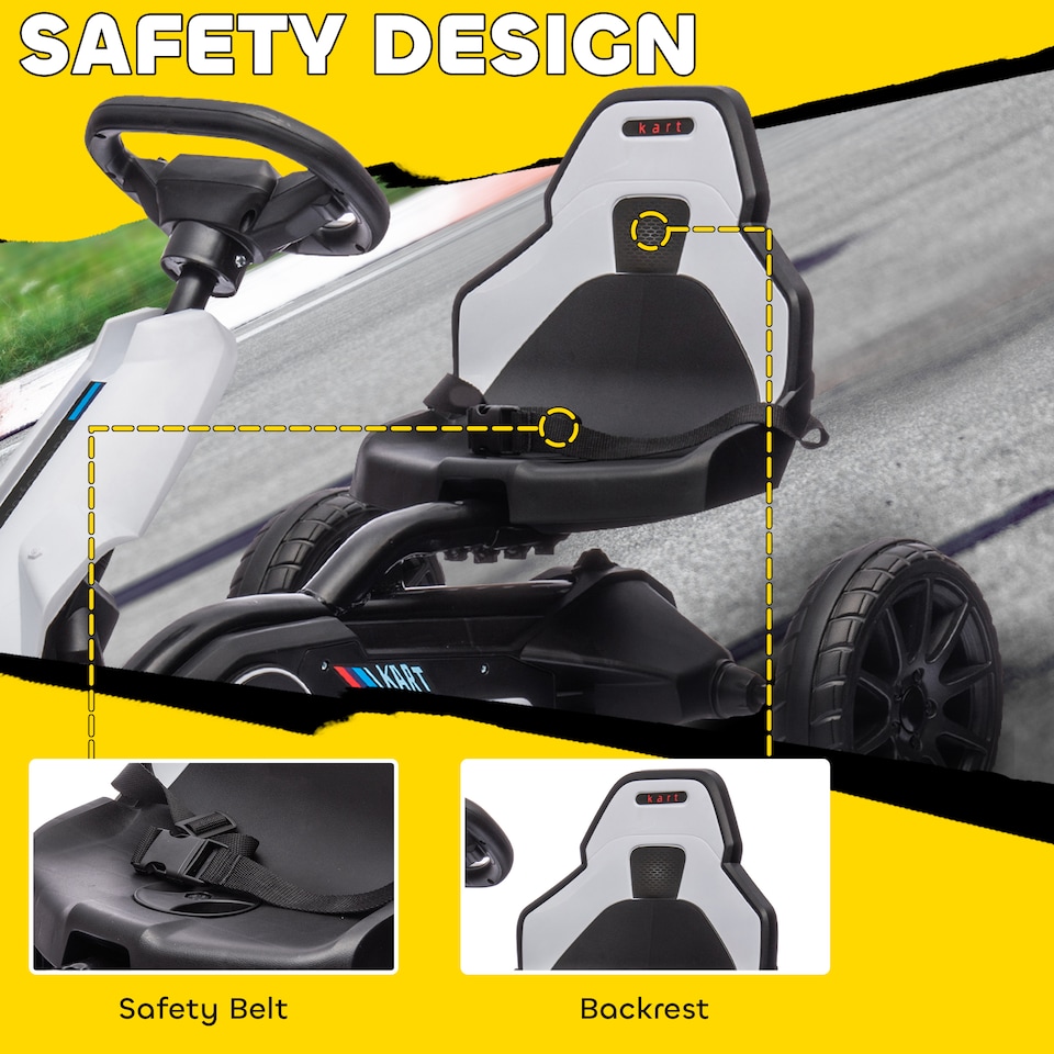 image 1 of HOMCOM 12V Electric Go Kart w/ Forward Reversing 2 Speeds for 3-8 Yrs White