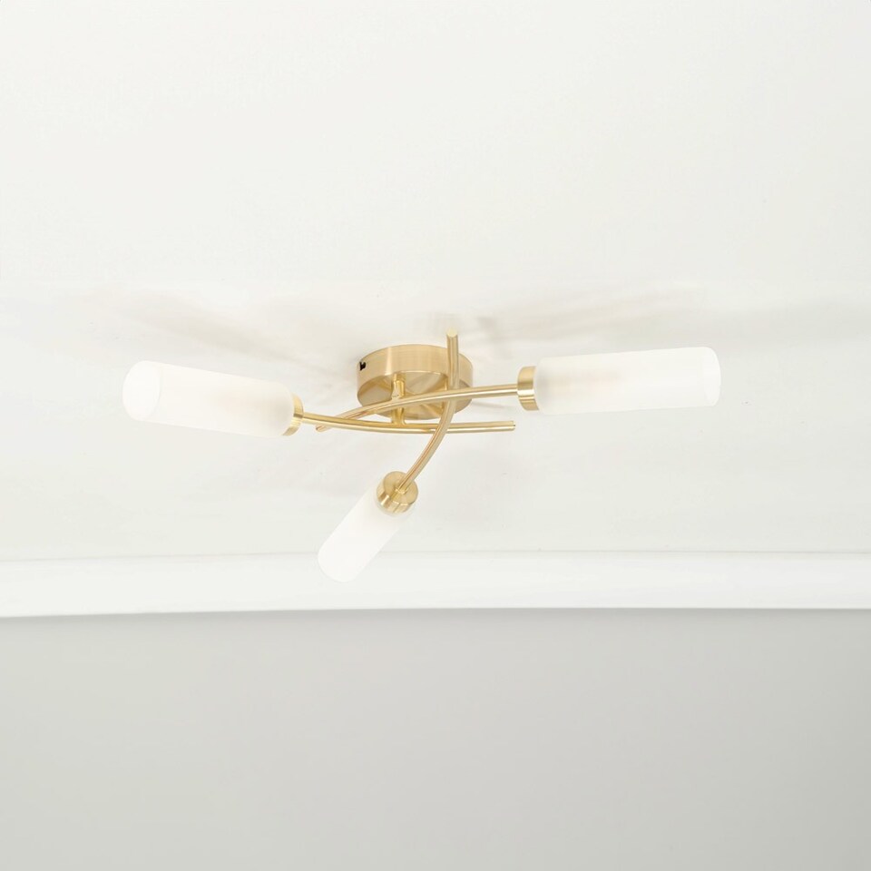 image 1 of ValueLights Maya Brushed Gold 3 Way Curved Cross Over Ceiling Light | Gold