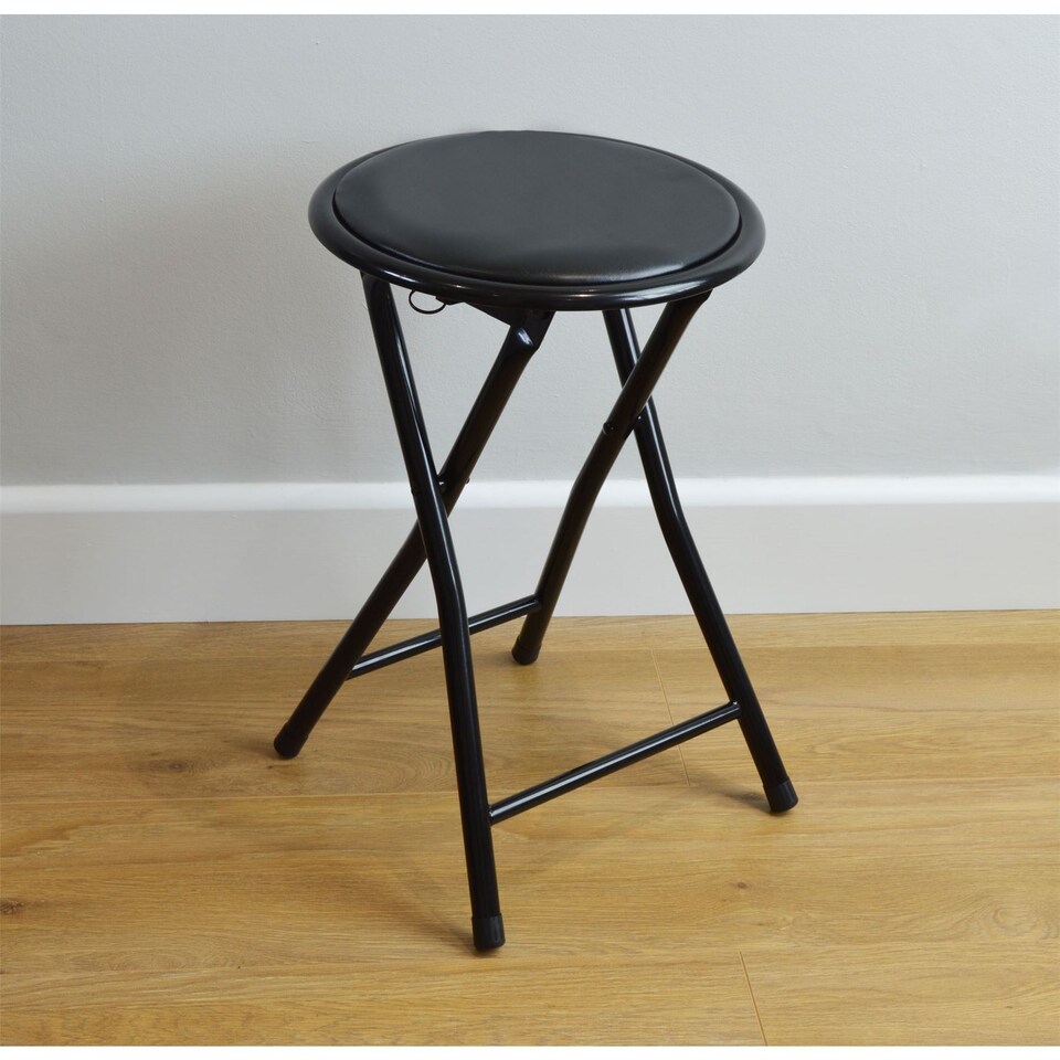 image 1 of Harbour Housewares Padded Folding Stool - Black | Black | Black