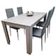 image 1 of Grey Wooden Dining Table with 4 Grey Faux  Leather Chairs Dining Set Furniture | Grey | One Size | 6