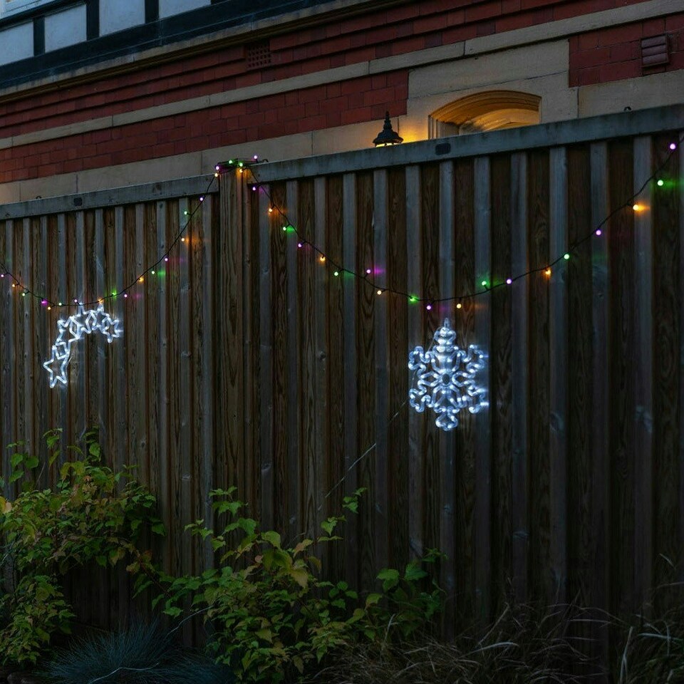 image 1 of ValueLights Christmas Snowflake White Illuminated Decoration and Integrated LED 2.4W Cool White Bulb