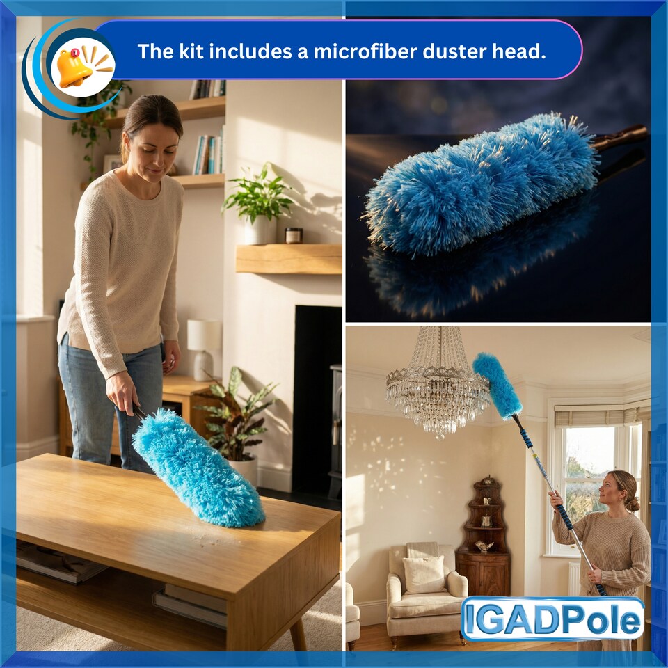 image 1 of IGAD Pole 6m (20ft) Dusting Set: Extension Pole, Squeegee and 3 Dusting Attachments