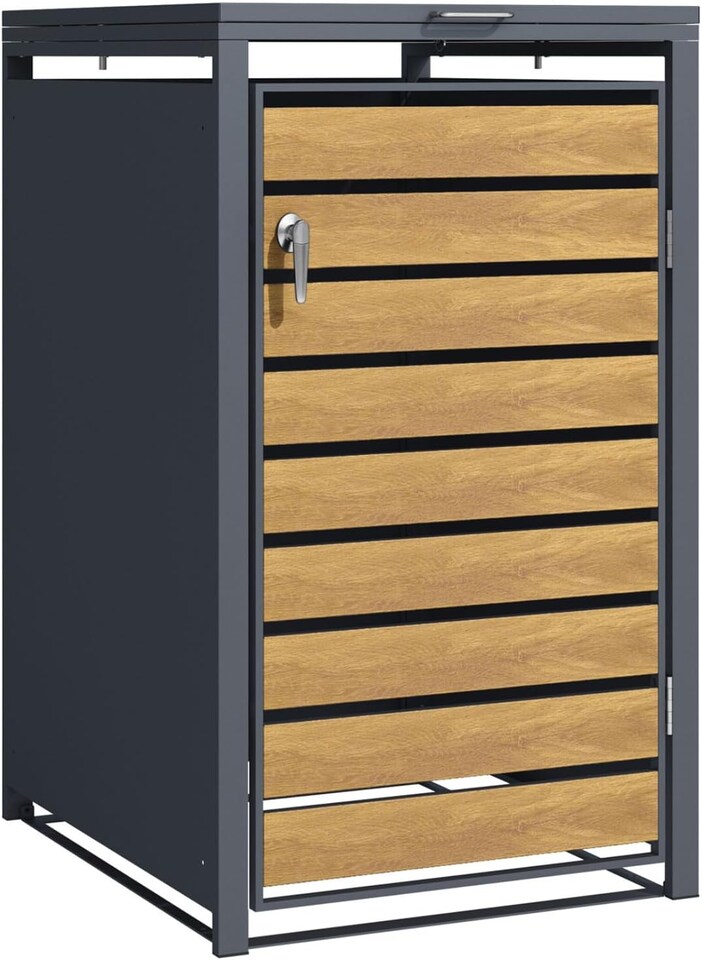 image 1 of Phoenix GB1168AWK Wood Effect Single Wheelie Bin Store / Bin Storage