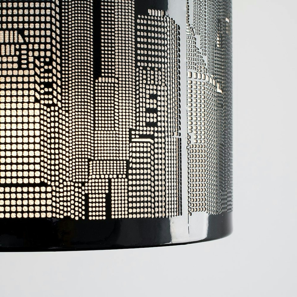 image 1 of ValueLights Modern Gloss Black New York Skyline Ceiling Pendant Shade