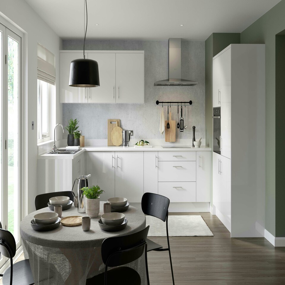 image 1 of 3 Drawer Base Unit 600mm w/ Slab Cabinet Door - Super Gloss White White | Super Gloss White