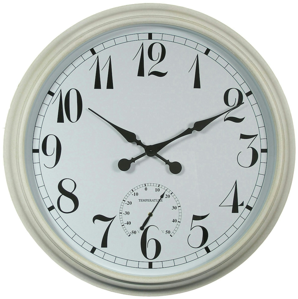 image 1 of Primrose Outdoor Garden Wall Clock with Thermometer Big Time 90cm Diameter