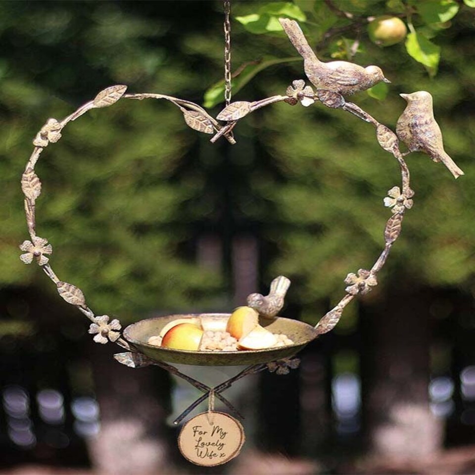 image 1 of Hanging Heart Garden Bird Feeder