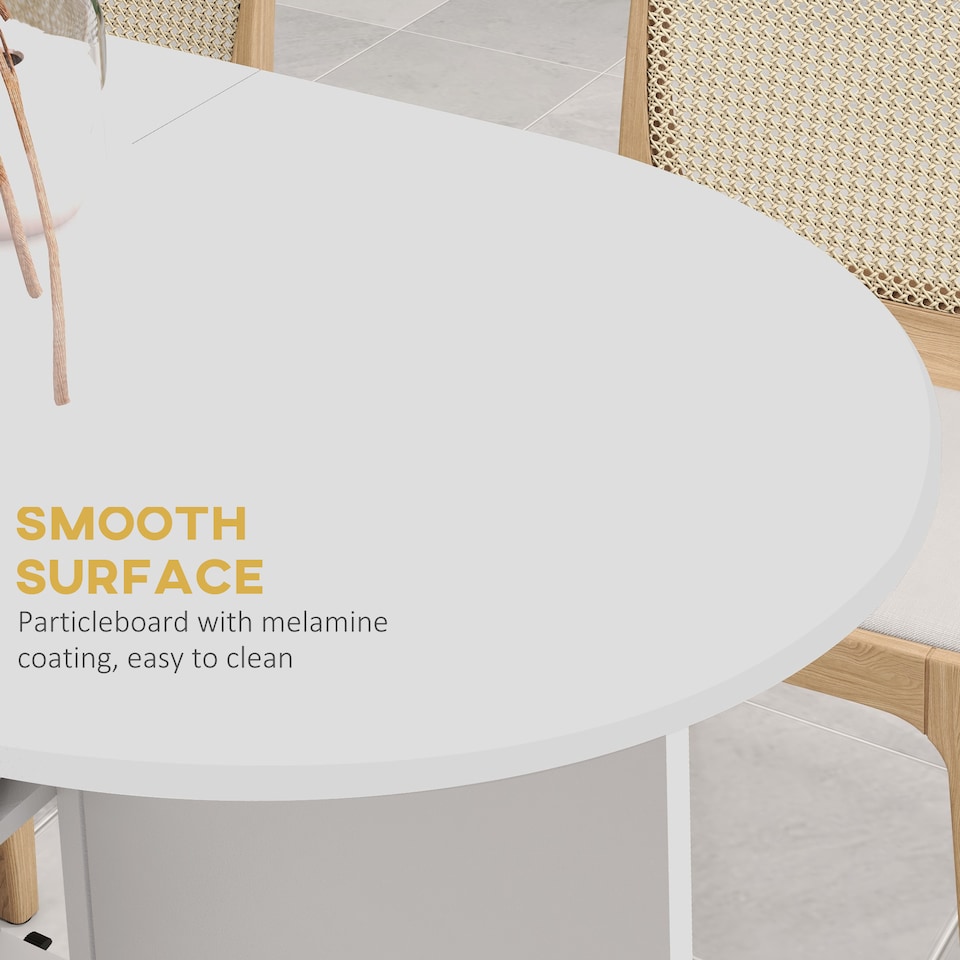 image 1 of HOMCOM Folding Dining Table for Small Spaces with 2-tier Shelves White
