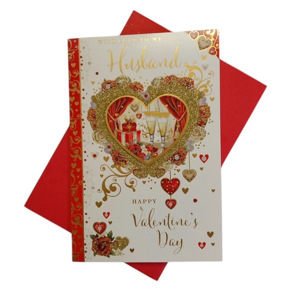 image 1 of To My Husband Heart Wreath Frame Design Valentine's Day Card