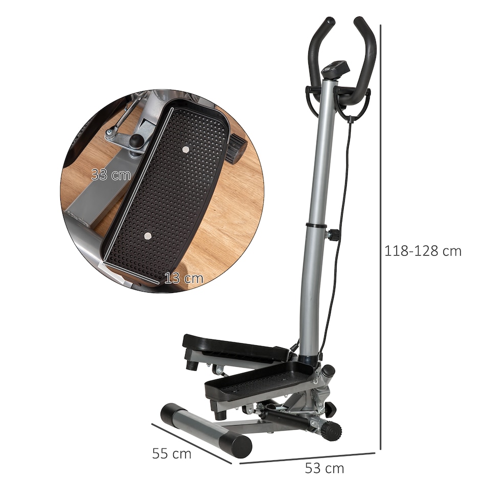 image 1 of HOMCOM Adjustable Twist Stepper Step Machine For Home Gym Aerobic Workout