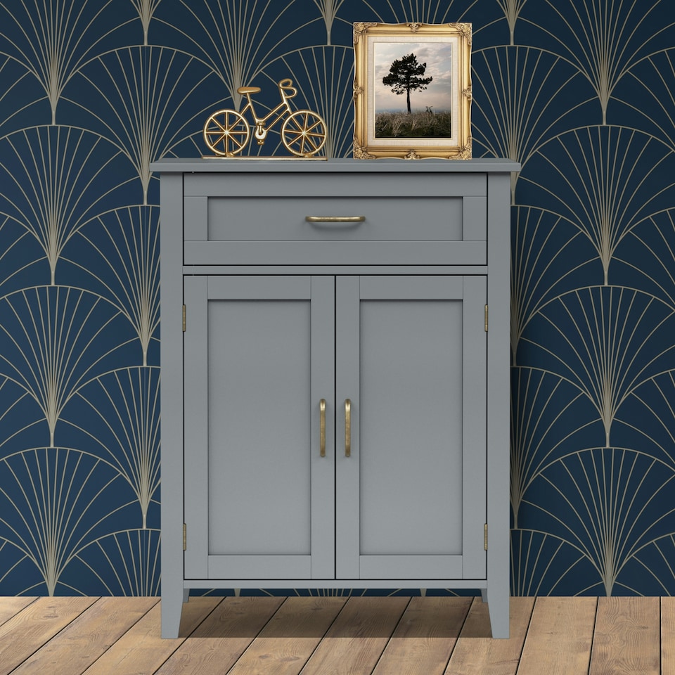 image 1 of Teamson Home Wooden Bathroom Furniture Floor Cabinet Grey