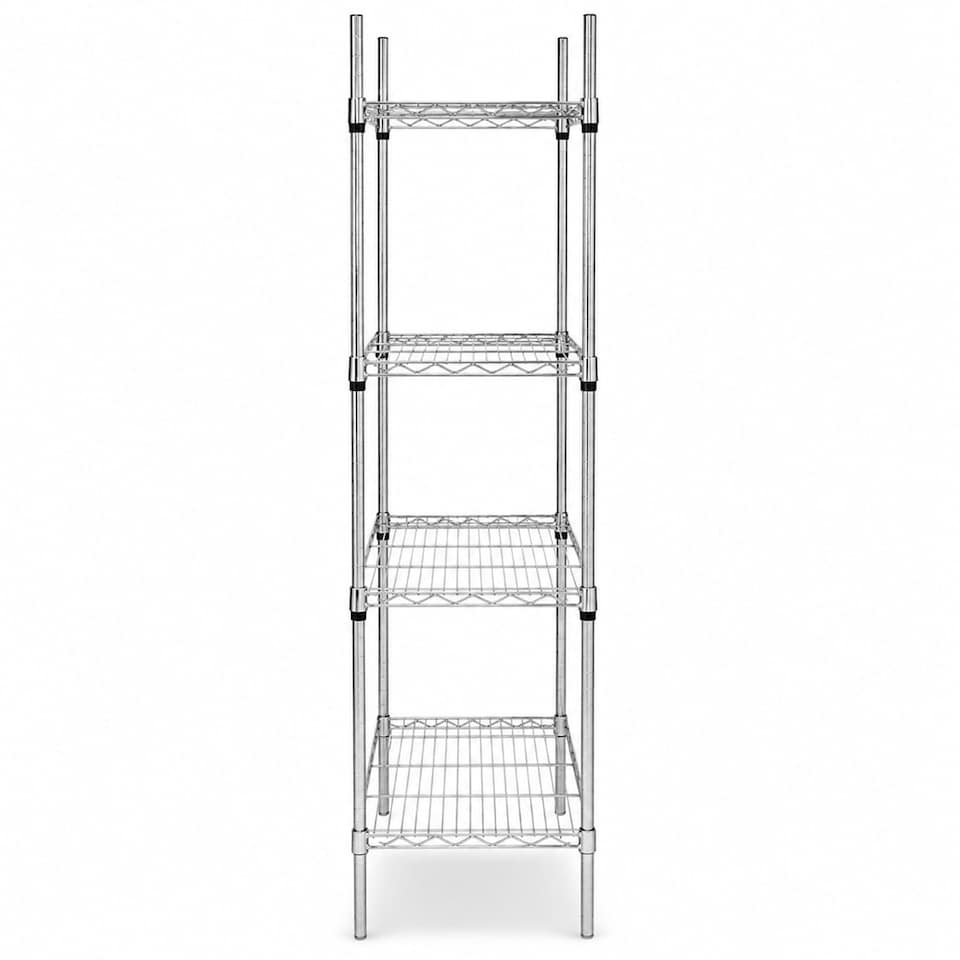 image 1 of 4 Tier Heavy Duty Steel Wire Rack Kitchen Storage Unit with Wheels | Silver