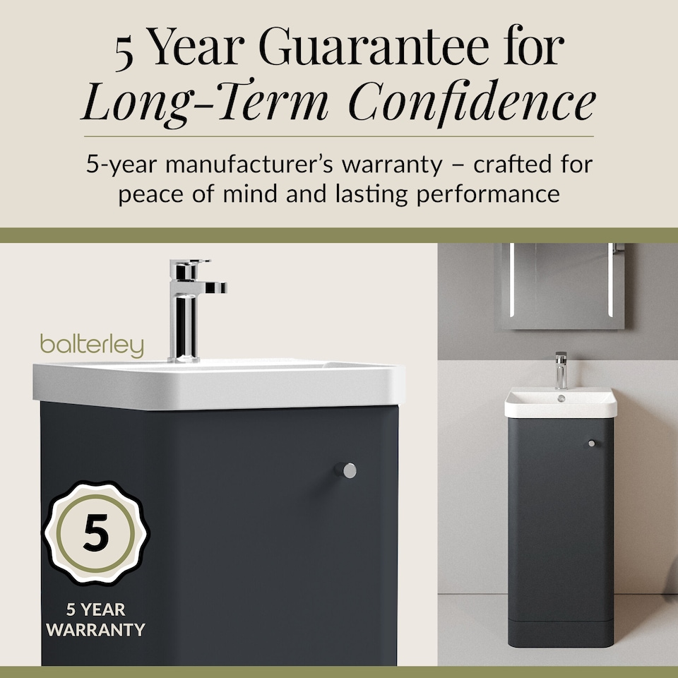 image 1 of Balterley Curve Modern Bathroom Floor Standing 1 Door Vanity Unit Basin | Grey | Dark Grey
