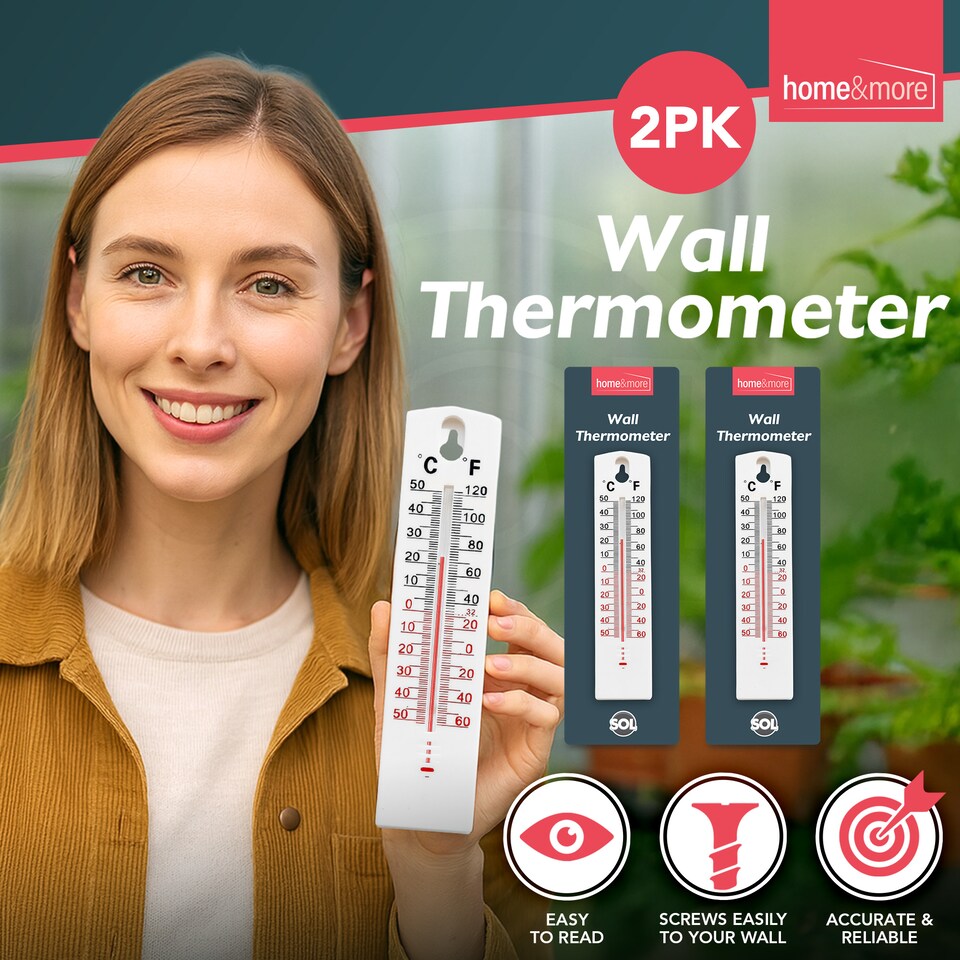 image 1 of 2pk Wall Thermometers – Indoor & Outdoor Temperature Monitors, Easy-Mount Design with Accurate Readings for Home & Greenhouse
