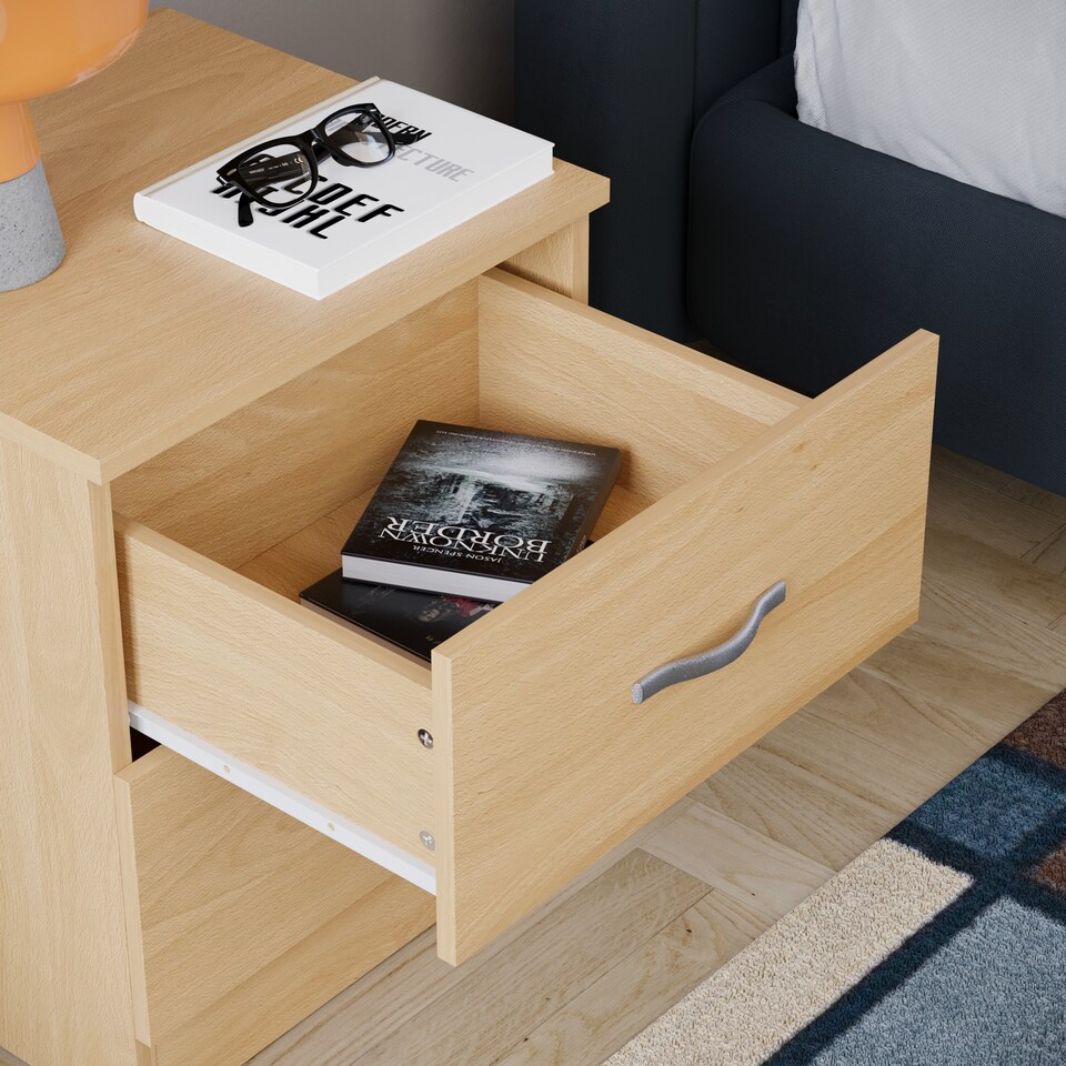 image 1 of Vida Designs Riano 2 Drawer Bedside Chest Cabinet Table Nightstand, Pine