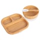 image 1 of Tiny Dining 3pc Bamboo Suction Feeding Set - Segmented/White - Divided Non-Slip Bamboo Baby Self-Feeding Dining Weaning Set