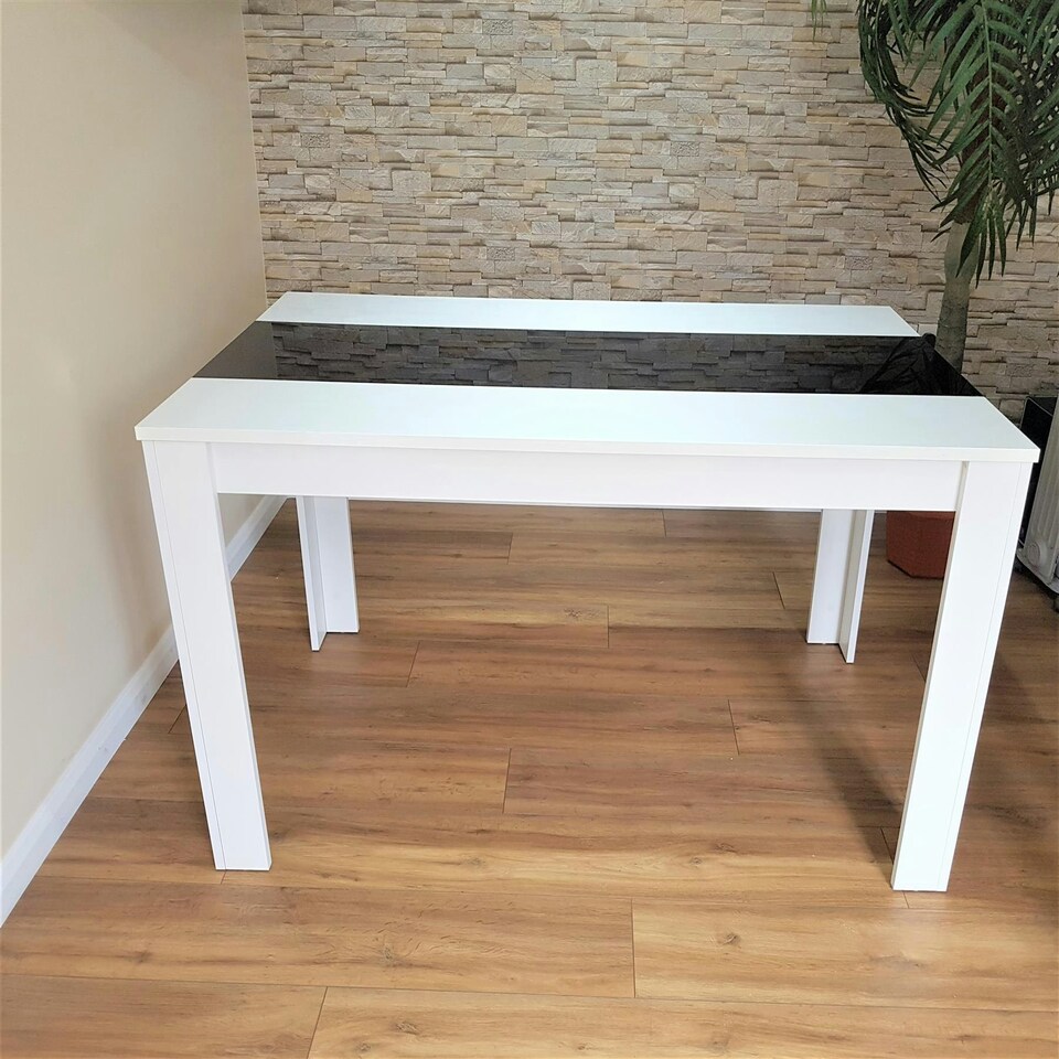 image 1 of Dining Table Wood Kitchen Place for 4 Seats, Dining Table Only (White and Black H 75 x L 117 x W 77 cm) Black