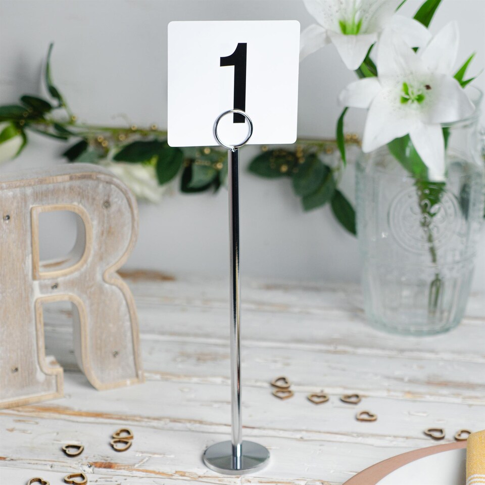 image 1 of Argon Tableware Table Numbers with 20cm Holders - 20cm - Silver - Pack of 50 | Silver | Silver