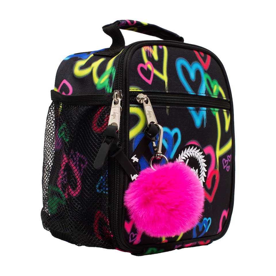 image 1 of Kids Lunch Box Black Graffiti Hearts | Thermal Insulated School Bag 4.5L | Black | Black | One Size | 1
