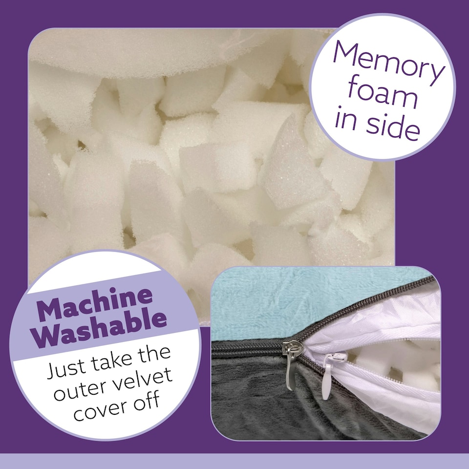 image 1 of Aamira U-Shaped Pregnancy Pillow Memory Foam Maternity Nursing Support Cushion Blue & Grey | Blue | Blue | One Size | 1