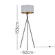 image 3 of ValueLights Camden Black Tripod Floor Lamp Grey & Gold Shade & Bulb Gold