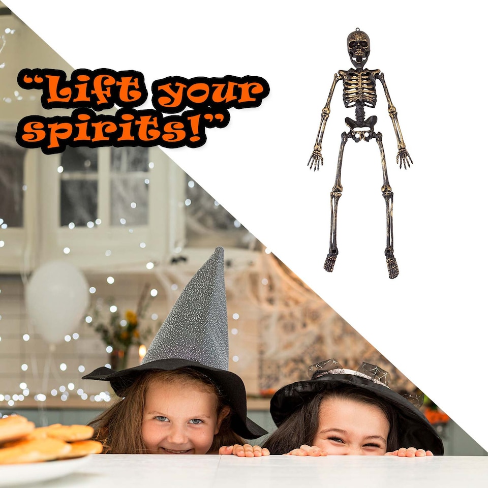 image 1 of PMS Gold Hanging Skeleton Decoration for Halloween Parties