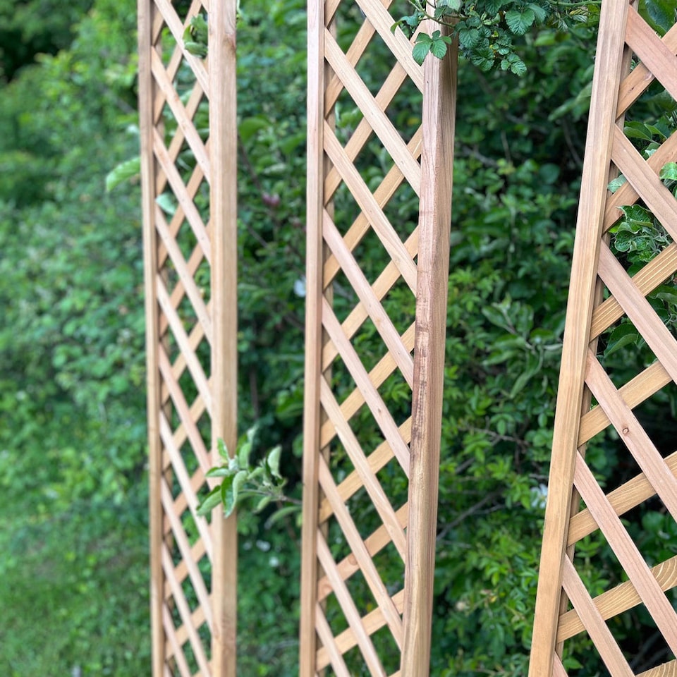 image 1 of Wooden Framed Trellis Panels Fence Toppers (180cm x 30cm) - Pack of 5