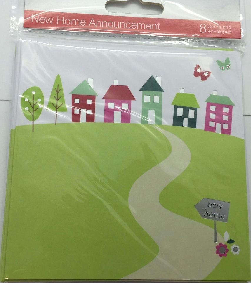 image 1 of New Home Announcement Pack of 8 Cards and Envelopes