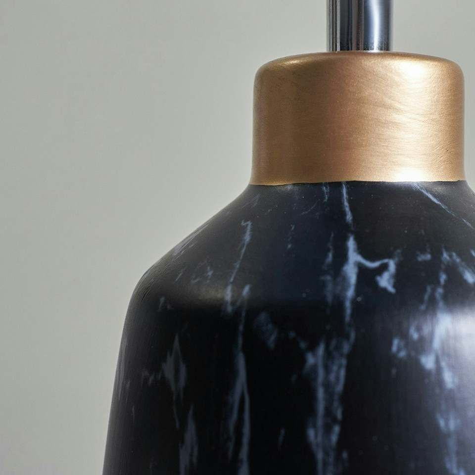 image 1 of ValueLights Modern Copper Caped Black Marble Effect Table Lamp Base