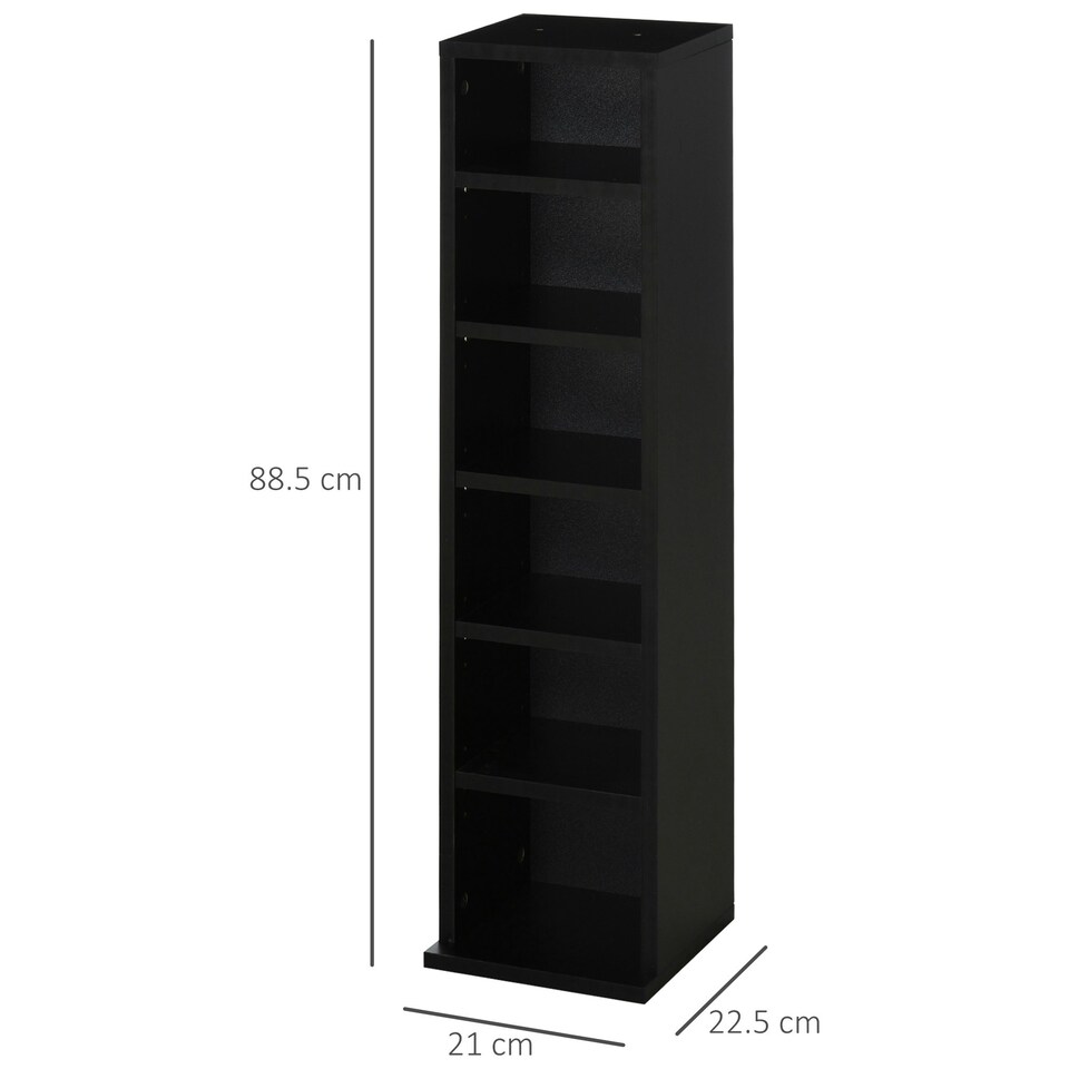 image 1 of HOMCOM Set of 2 CD Storage Units with Adjustable Shelves Black