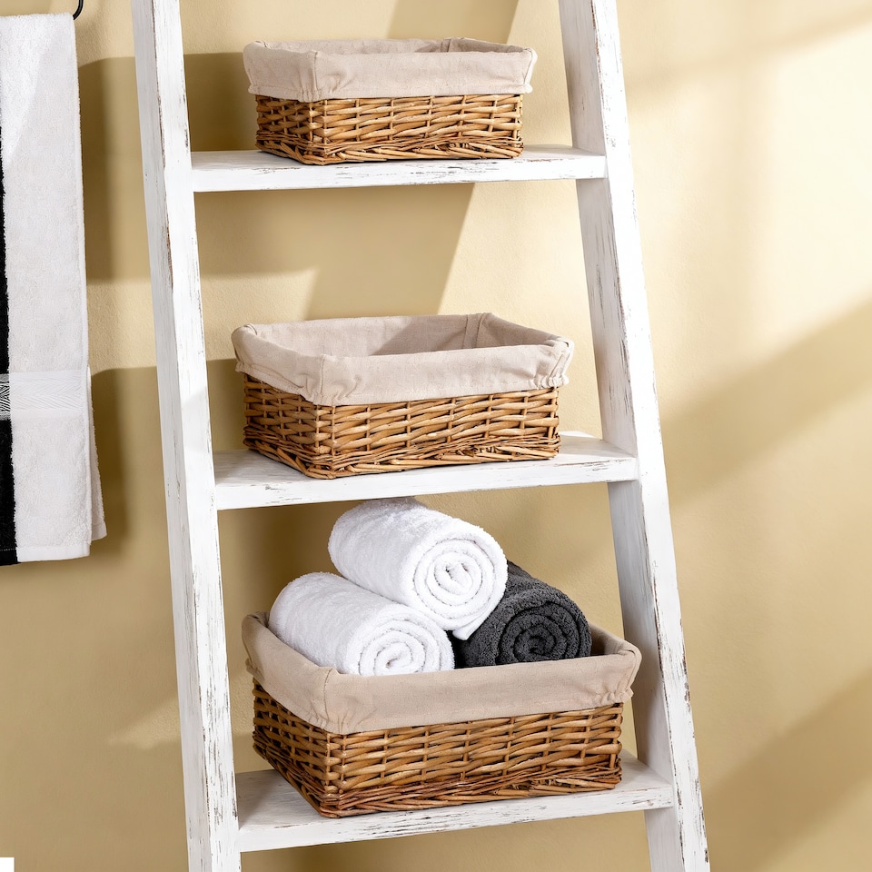 image 1 of Wickerfield Rectangular Wicker Storage Basket with Fabric Lining for Home Storage, Shelves & Gift Hampers