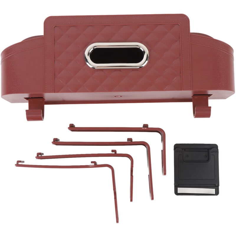 Car Back Seat Organizer with 2 Drink Cup Holder Tissue Box Hooks Phone Holder Multifunctional Storage for Travel Burgundy