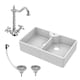 image 1 of 895mm Double Bowl Fireclay Butler Kitchen Sink - With Overflow, Classic Tap & Wastes - Traditional Belfast Style by Balterley