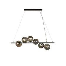 6LT CHROME PENDANT BAR WITH SMOKE GLASS SHADES