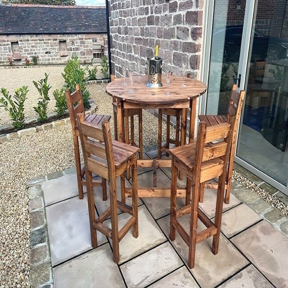 image 1 of Deluxe Alfresco Bar Set Six Seater - L200 x W200 x H110 - Redwood