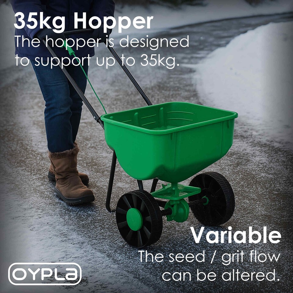 image 1 of Heavy Duty Rock Salt Grit Grass Seed Spreader 35KG Capacity