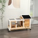 image 7 of PawHut Rabbit Hutch, Guinea Pig Cage with Wheels, Outdoor/Indoor, Yellow