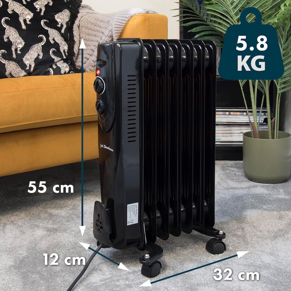 image 1 of Oil Filled Radiator 1500W  - Black Adjustable 1.5KW Heater