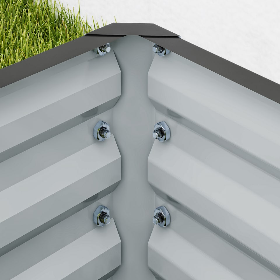 image 1 of Outsunny Set of 2 Raised Garden Bed, Outdoor Planter Box with Galvanised Steel Frame for Growing Vegetables, Flowers and Herbs, 110 x 50 x 30 cm, Light Grey