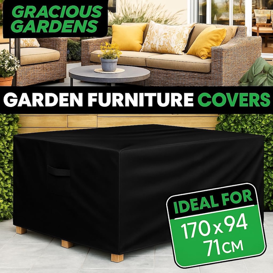 image 1 of Gracious Gardens Rectangular 170x94x71cm Waterproof Garden Furniture Cover