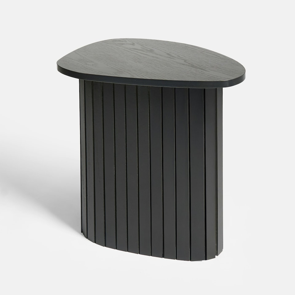 image 1 of OHS Ribbed Round Oval Home Living Room Modern Decor Coffee Side End Table Black