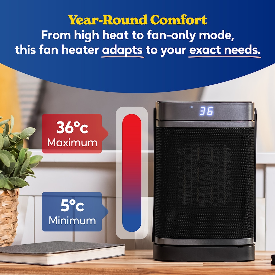 image 1 of Russell Hobbs RHCH2001S Space Heater in Black & Silver Square 1500W Portable Electric Heater