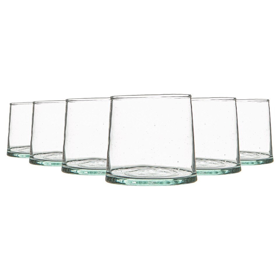 image 1 of Nicola Spring Merzouga Recycled Glass Tumblers - 200ml - Clear - Pack of 6 | Clear | Clear | 6