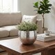 image 4 of Leaf Large Metal Planter 22 x 17cm Hammered Silver Colour - Curvy Edge | Silver
