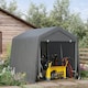 image 2 of Outsunny Garden Storage Tent Bike Shed with Zipper Doors, Grey