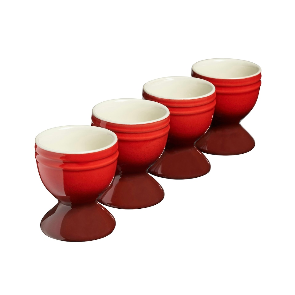 image 1 of Cooks Professional 4 Piece Egg Cup Set | Made From Durable Stoneware | Red